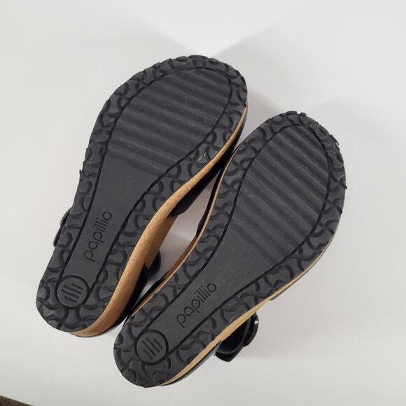 Birkenstock Papillio Mary Jane Wedge Sandal Black Leather Mary Jane Sz 36 5 5.5 - Picture 10 of 15